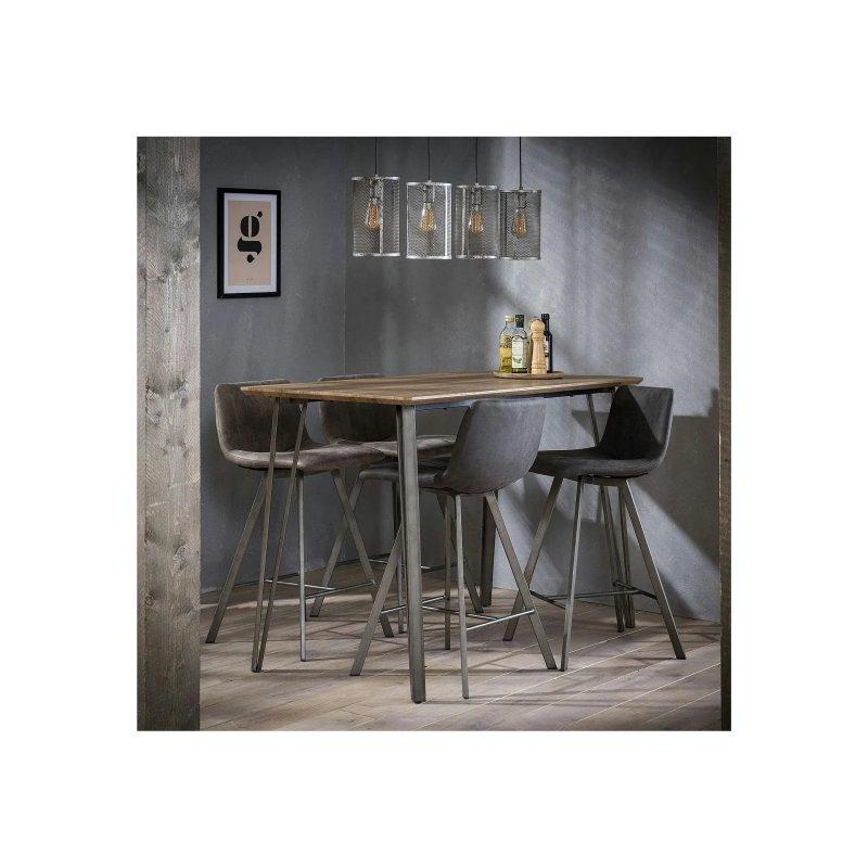 Kahverengi Ahşap Yüzey Metal Ayaklı Bar Masası 140x70x89 cm - 88594