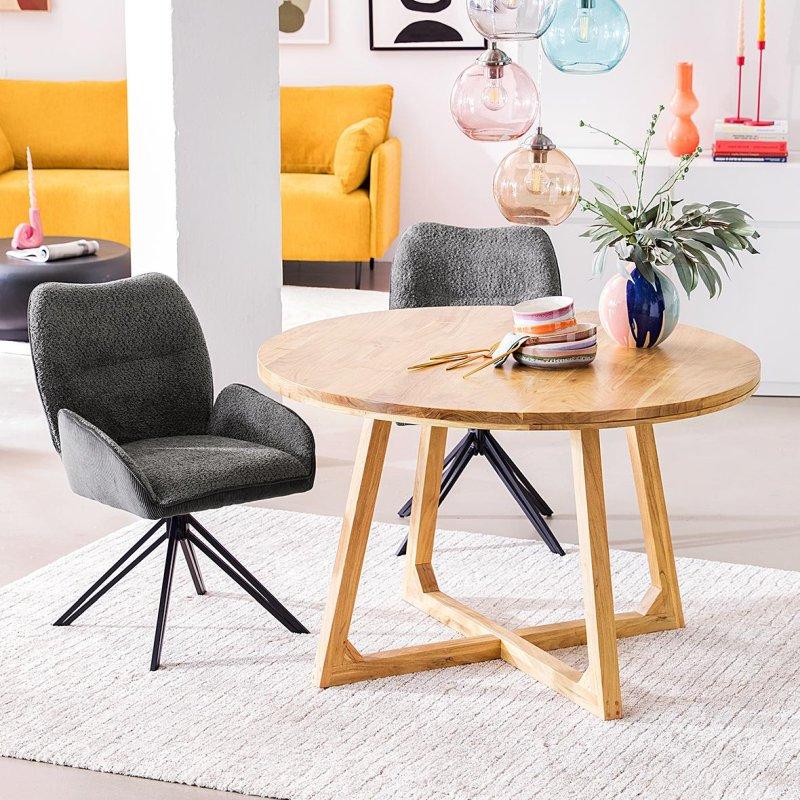 Kahverengi Akaçya Ağacı Yuvarlak Yemek Masası 120 cm - 83896