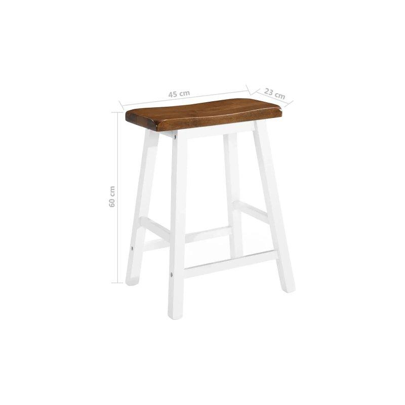 Kahverengi Beyaz Masif Ahşap Bar Masası 2 Tabure Seti 108x60x91 cm - 88672