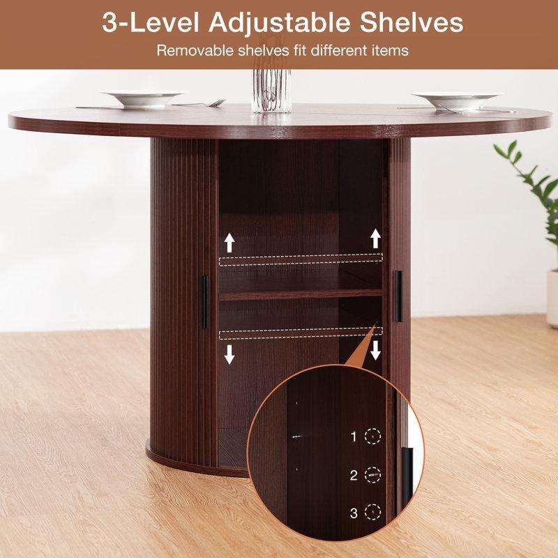 Kahverengi Endüstriyel Ahşap 122 cm Yuvarlak Yemek Masası - 83731