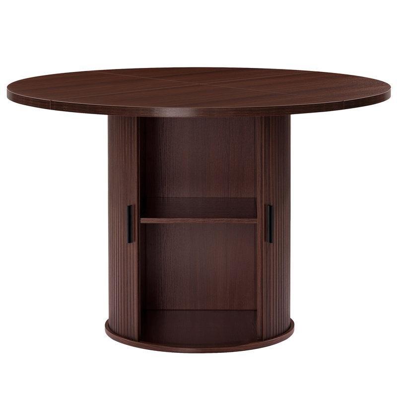 Kahverengi Endüstriyel Ahşap 122 cm Yuvarlak Yemek Masası - 83731