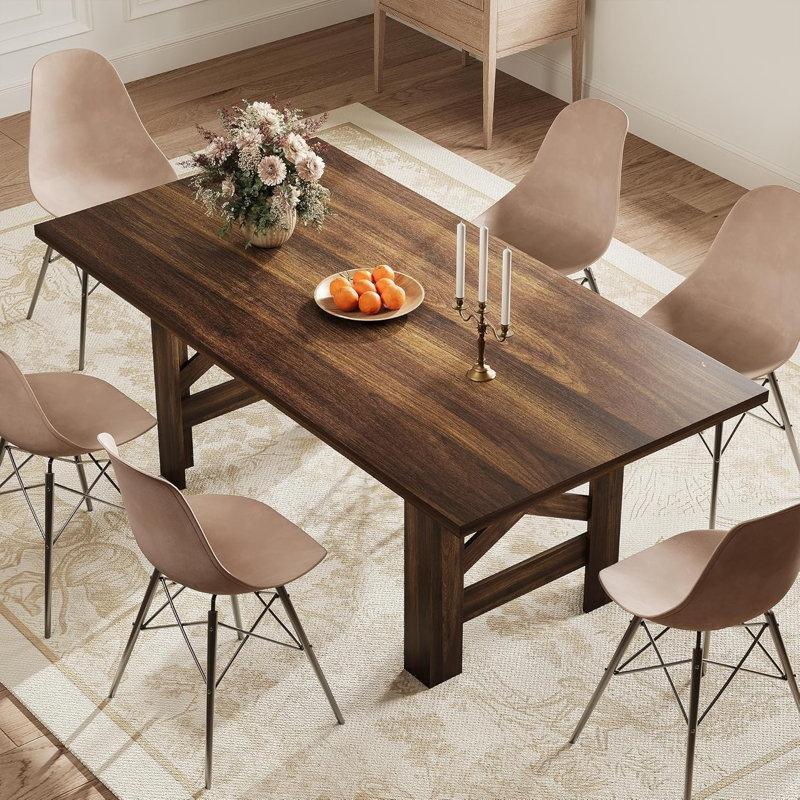Kahverengi Endüstriyel Ahşap 180 cm Kırsal Yemek Masası - 84592