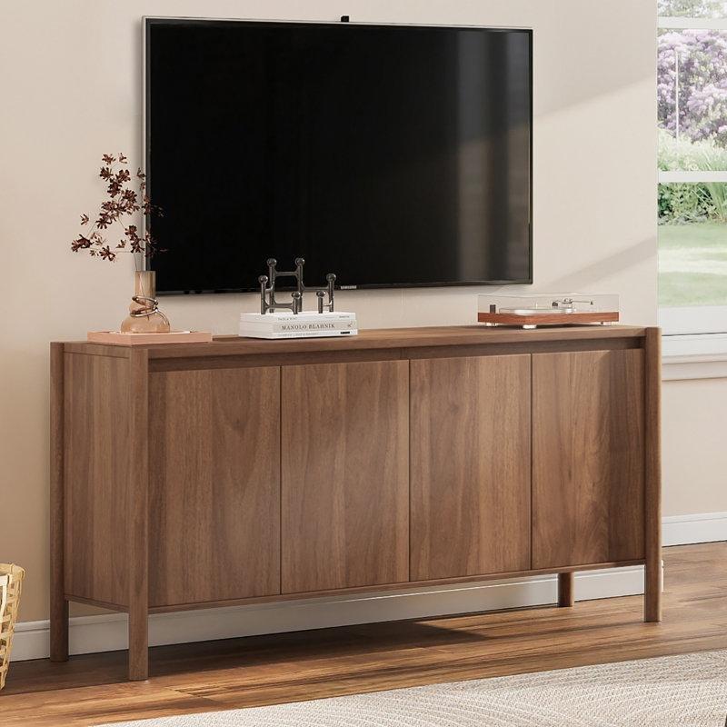 Kahverengi Endüstriyel Ahşap 4 Kapılı Yemek Masası Konsol Takımı 150 cm - 88507