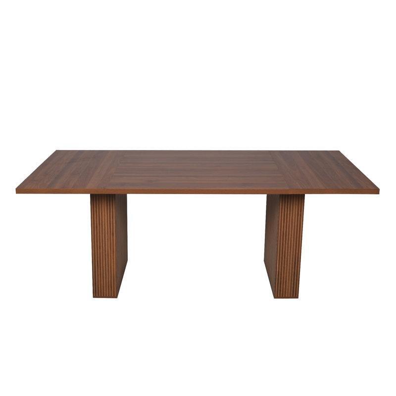 Kahverengi Endüstriyel Ahşap Çift Ayaklı 8 Kişilik Yemek Masası 200x100 cm - 84184