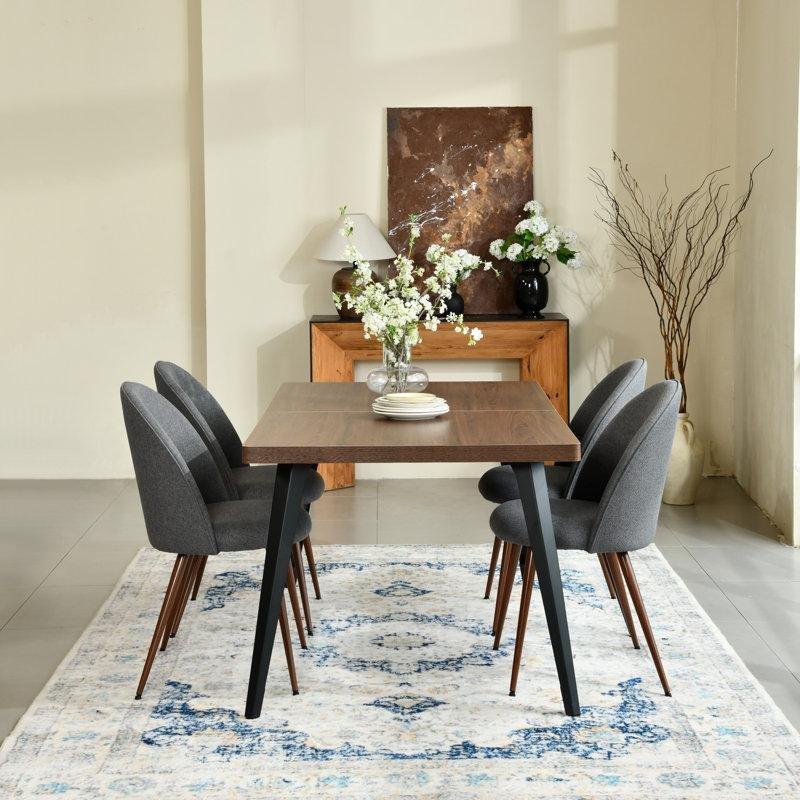 Kahverengi Endüstriyel Ahşap Dikdörtgen Mutfak Masası Takımı 160x90 cm 4 Sandalyeli - 85747.0