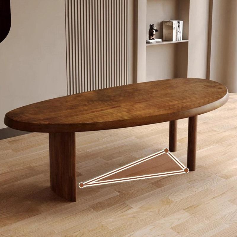 Kahverengi Endüstriyel Ahşap Serbest Form Üçgen Yemek Masası 75 cm - 87133