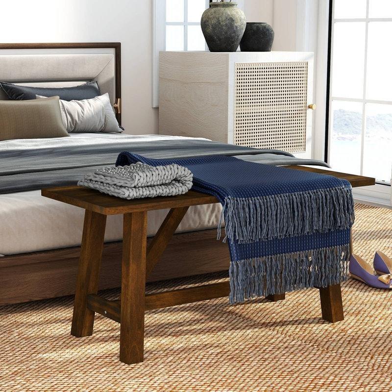 Kahverengi Kauçuk Ağacı Yemek Masası Bench 97x38x46 cm - 88288