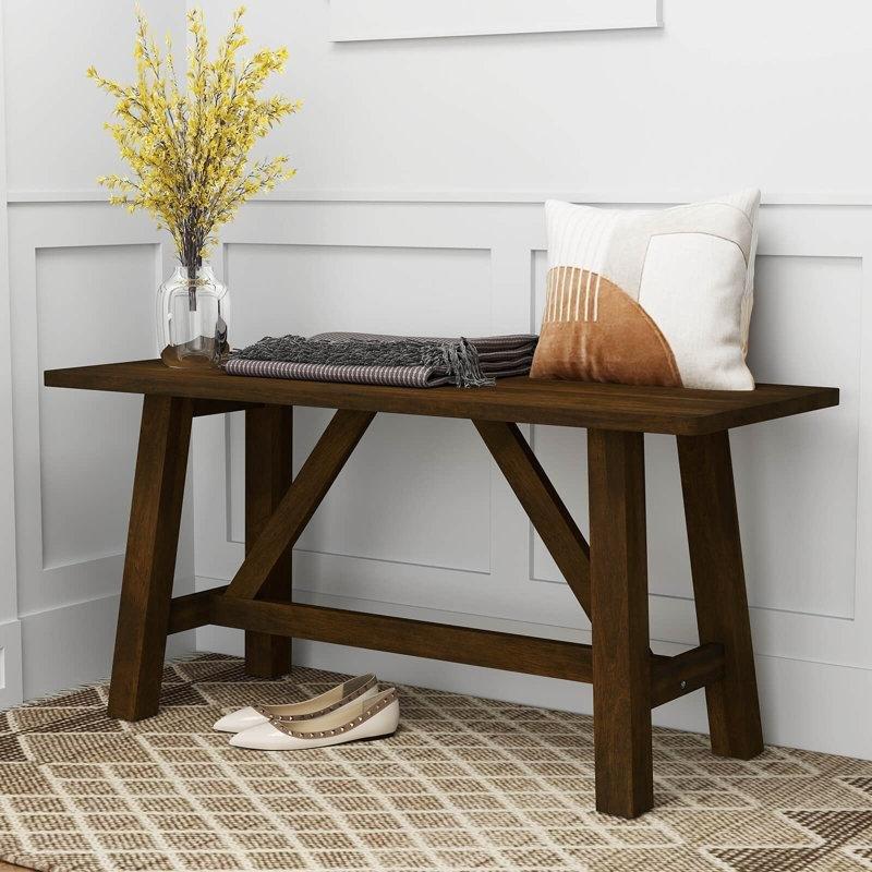 Kahverengi Kauçuk Ağacı Yemek Masası Bench 97x38x46 cm - 88288