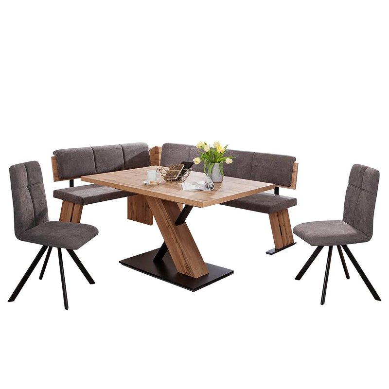 Kahverengi Kumaş Döşemeli 4 Parçalı Mutfak Masası Seti 138x75 cm - 88702