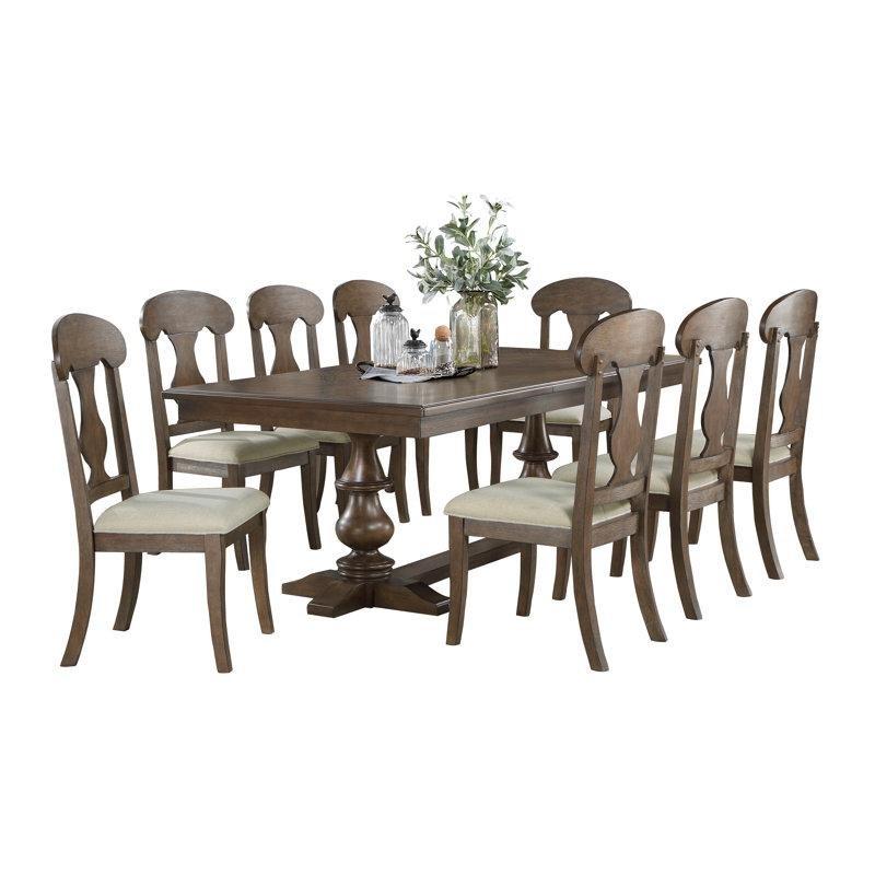 Kahverengi Masif Ahşap 244 cm Uzatılabilir Country Yemek Masası 8 Sandalyeli Set - 86080