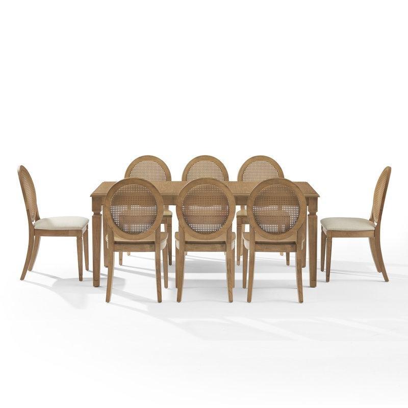 Kahverengi Masif Ahşap Genişletilebilir Rattan Yemek Masası Takımı 8 Kişilik - 88183