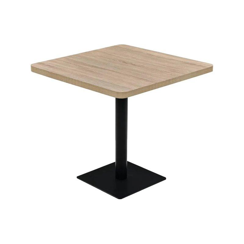 Kare Ahşap Üstü Metal Ayaklı Bistro Mutfak Masası 80x80x75 cm Meşe Rengi - 88552