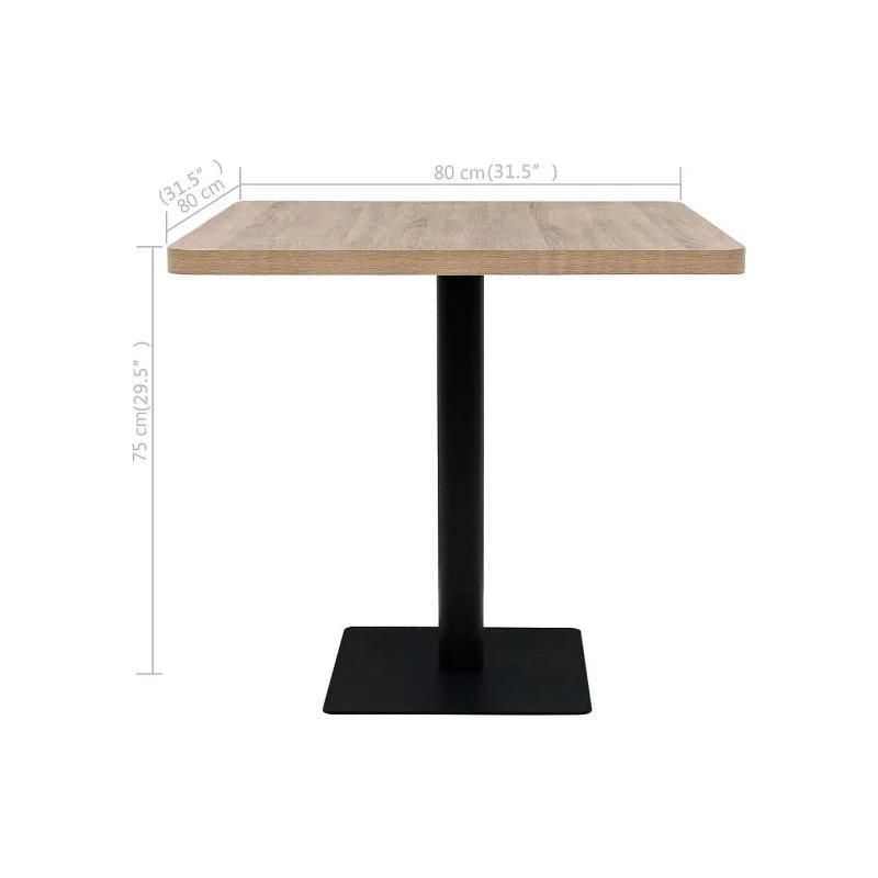 Kare Ahşap Üstü Metal Ayaklı Bistro Mutfak Masası 80x80x75 cm Meşe Rengi - 88552