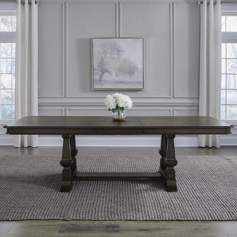 Kastanı Renk Rubberwood Açılır Mutfak Masası 102 cm Genişliğinde 6 Sandalyeli Takım - 85159.0