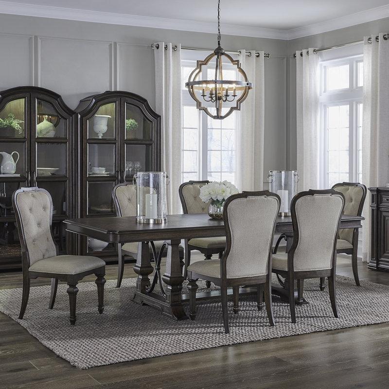 Kastanı Renk Rubberwood Açılır Mutfak Masası 102 cm Genişliğinde 6 Sandalyeli Takım - 85159.0