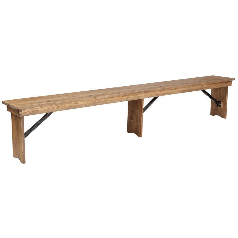 Katı Çam Ahşap Kırsal Tasarımlı Katlanabilir Yemek Masası Bench 245 cm - 88276