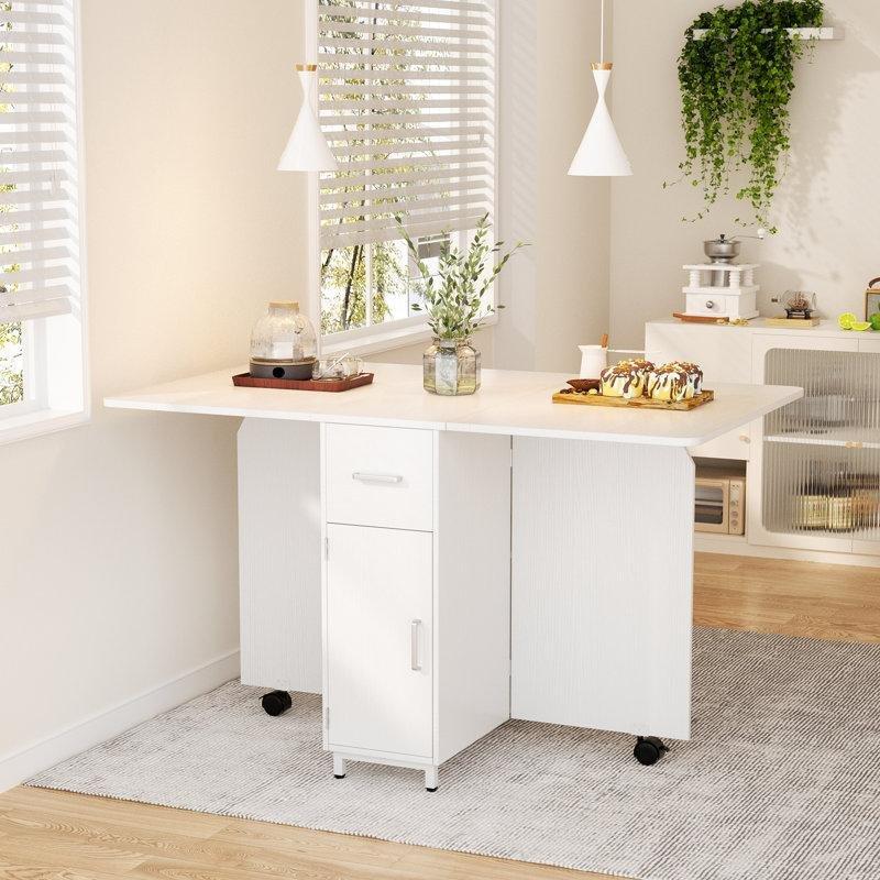 Katlanabilir Açılır Yemek Masası 130 cm Çekmeceli MDF - 86275