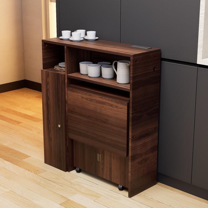 Katlanabilir Duvara Monte Yemek Masası Koyu Kahverengi Endüstriyel Ahşap 110x95 cm - 86374