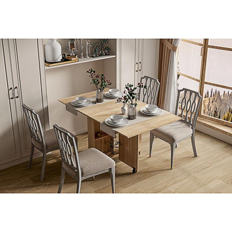 Katlanabilir Kahverengi Endüstriyel Ahşap Yemek Masası 140 cm - 86383
