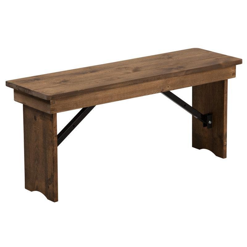 Katlanabilir Masif Çam Yemek Masası Bench 102 cm x 30 cm Rustik Tasarım - 88258