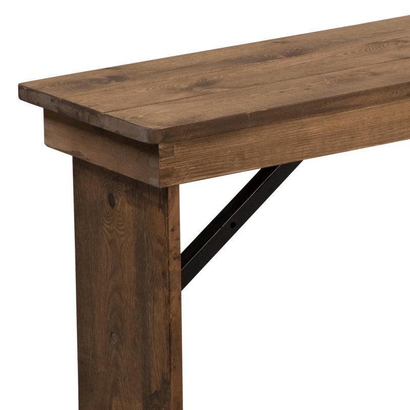 Katlanabilir Masif Çam Yemek Masası Bench 102 cm x 30 cm Rustik Tasarım - 88258
