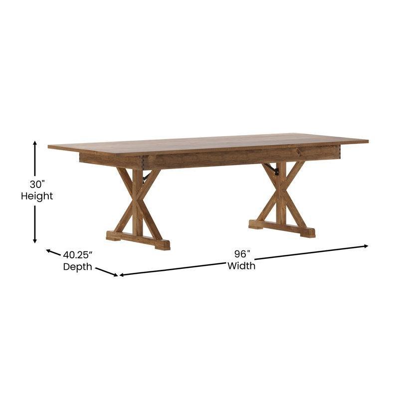 Katlanabilir X Ayaklı Masif Çam 8 Kişilik Yemek Masası 244 cm - 84238