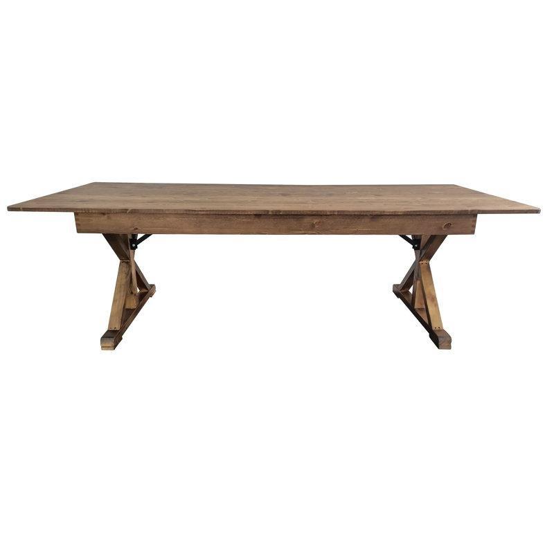 Katlanabilir X Ayaklı Masif Çam 8 Kişilik Yemek Masası 244 cm - 84238