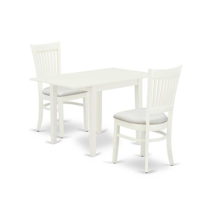 Katlanır Mutfak Masası 2 Kişilik Beyaz Keten Kumaş Sandalyeli 122 cm - 85432.0