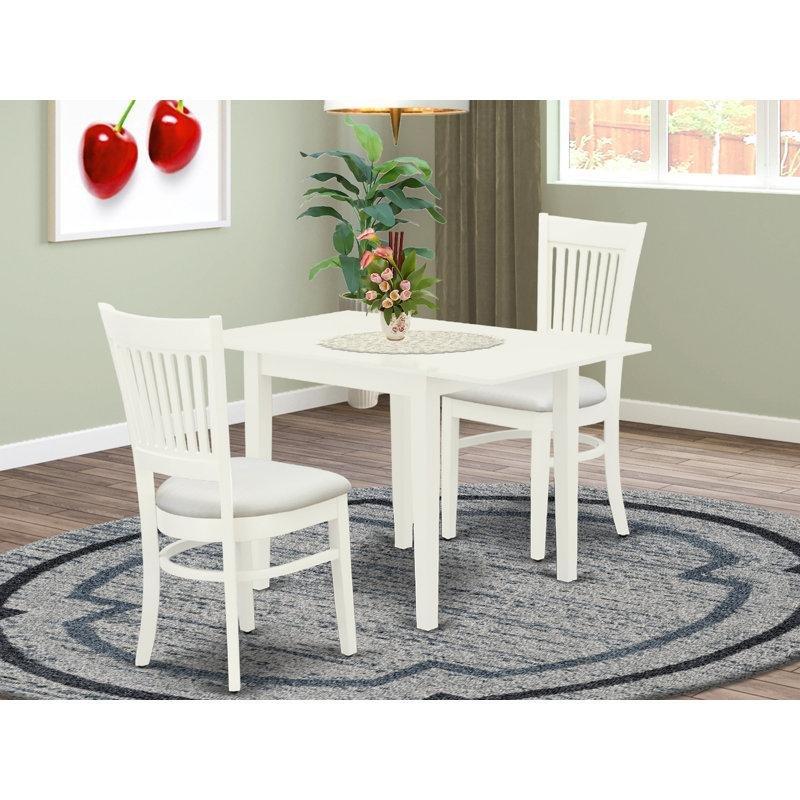 Katlanır Mutfak Masası 2 Kişilik Beyaz Keten Kumaş Sandalyeli 122 cm - 85432.0