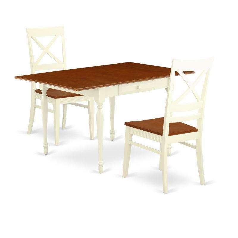 Katlanır Mutfak Masası Kiraz Rengi Krem Taban 54x36 cm 3 Parçalı Sandalyeli Set - 85456.0