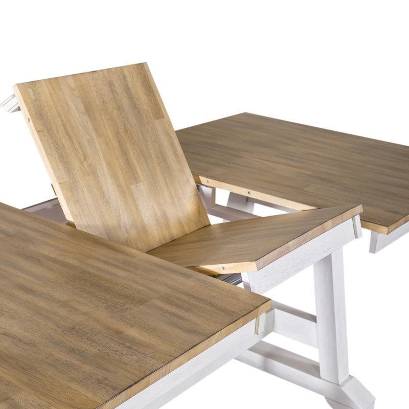 Keswick Açılır Mutfak Masası Altı Kişilik Gri Kum Beige Ahşap Yemek Seti - 85108.0