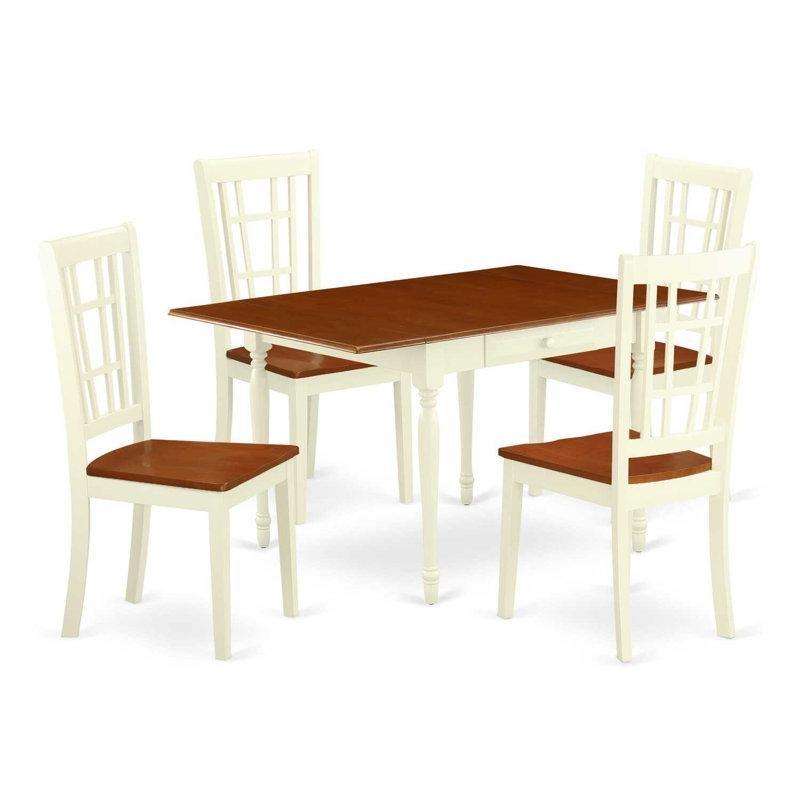 Kiraz ve Krem Renkli Katlanır Mutfak Masası 137x91 cm Dört Sandalyeli Yemek Seti - 85453.0
