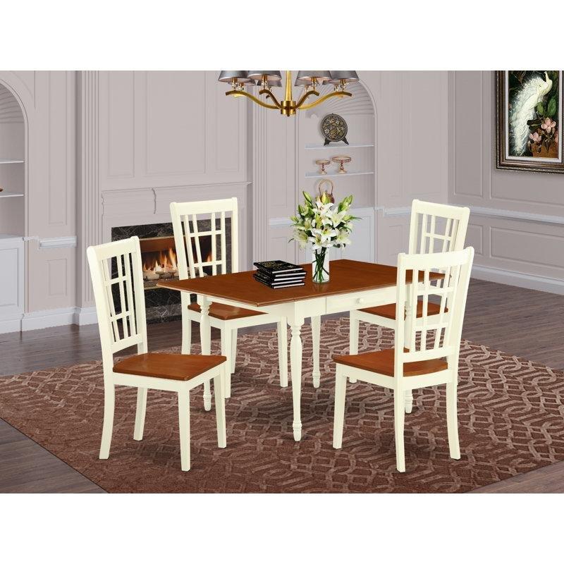 Kiraz ve Krem Renkli Katlanır Mutfak Masası 137x91 cm Dört Sandalyeli Yemek Seti - 85453.0