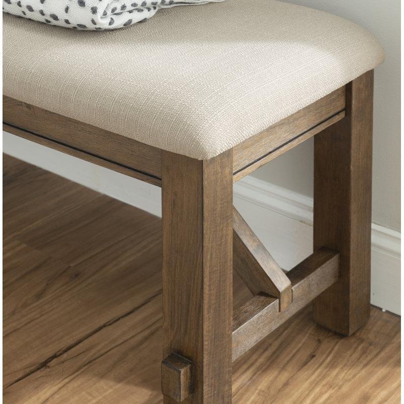 Kırsal Tarzı Krem Renkli Döşemeli Ahşap Yemek Masası Bench 152 cm - 88246