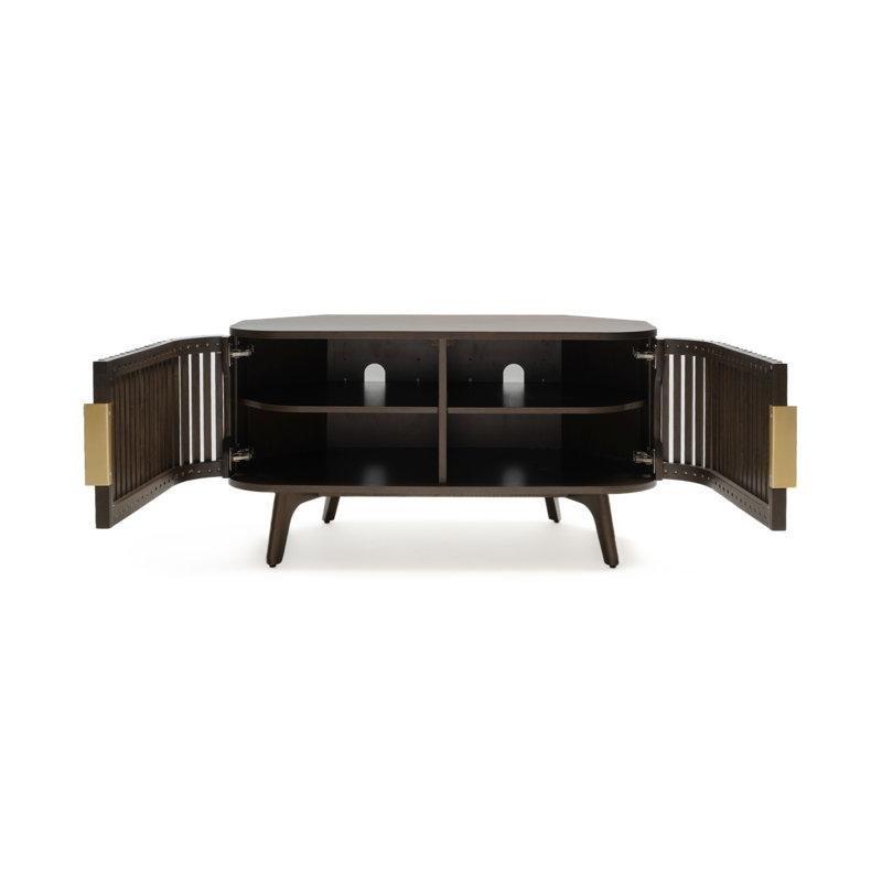 Köşe Yerleştirmeli Ceviz Renkli Endüstriyel Ahşap TV Konsolu 110x43x21 cm - 88498