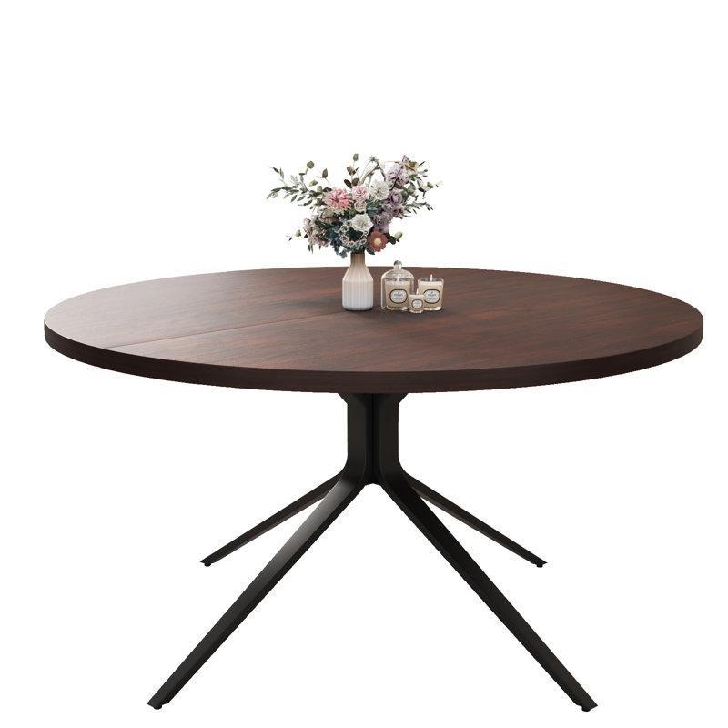 Koyu Ceviz Renkli Masif Ahşap Yuvarlak Yemek Masası 120 cm - 83677