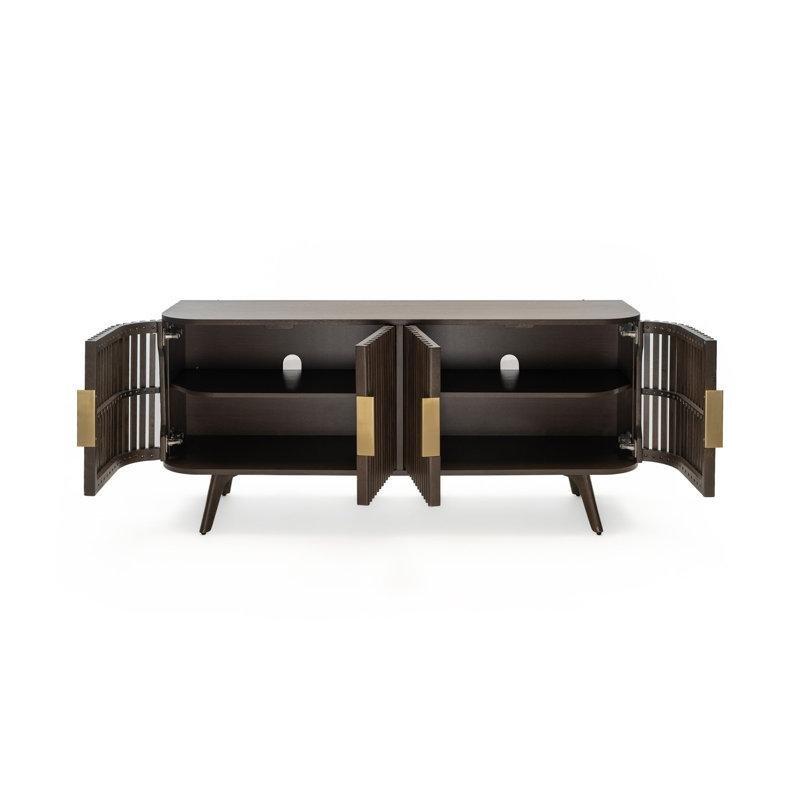 Koyu Ceviz Renkli Yemek Masası Konsol Takımı 160x70 cm Ayarlanabilir Raflı - 88408