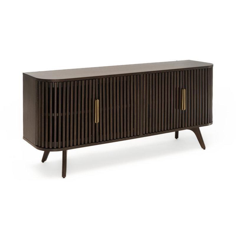 Koyu Ceviz Renkli Yemek Masası Konsol Takımı 160x70 cm Ayarlanabilir Raflı - 88408