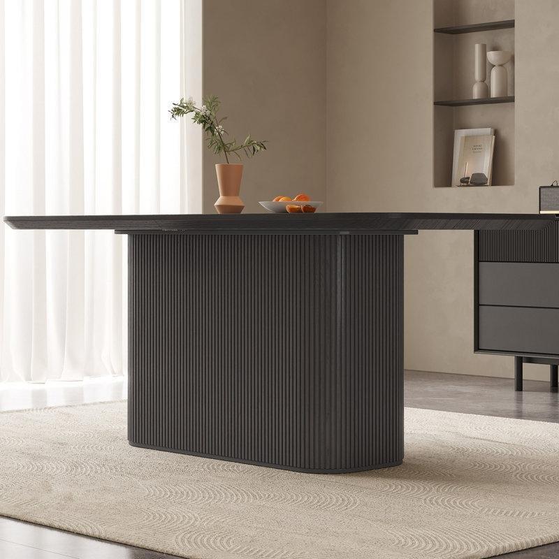 Koyu Gri Endüstriyel Ahşap Yemek Masası 166 cm - 86989