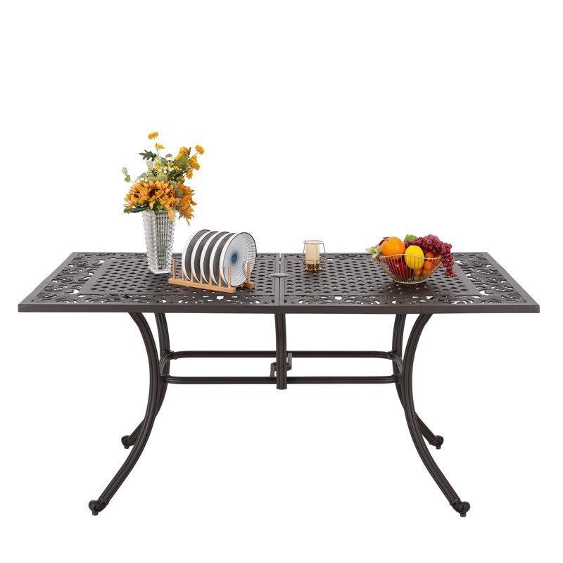 Koyu Kahverengi Alüminyum Ferforje Yemek Masası 162x95 cm - 86818