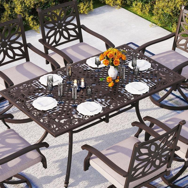 Koyu Kahverengi Alüminyum Ferforje Yemek Masası 162x95 cm - 86818