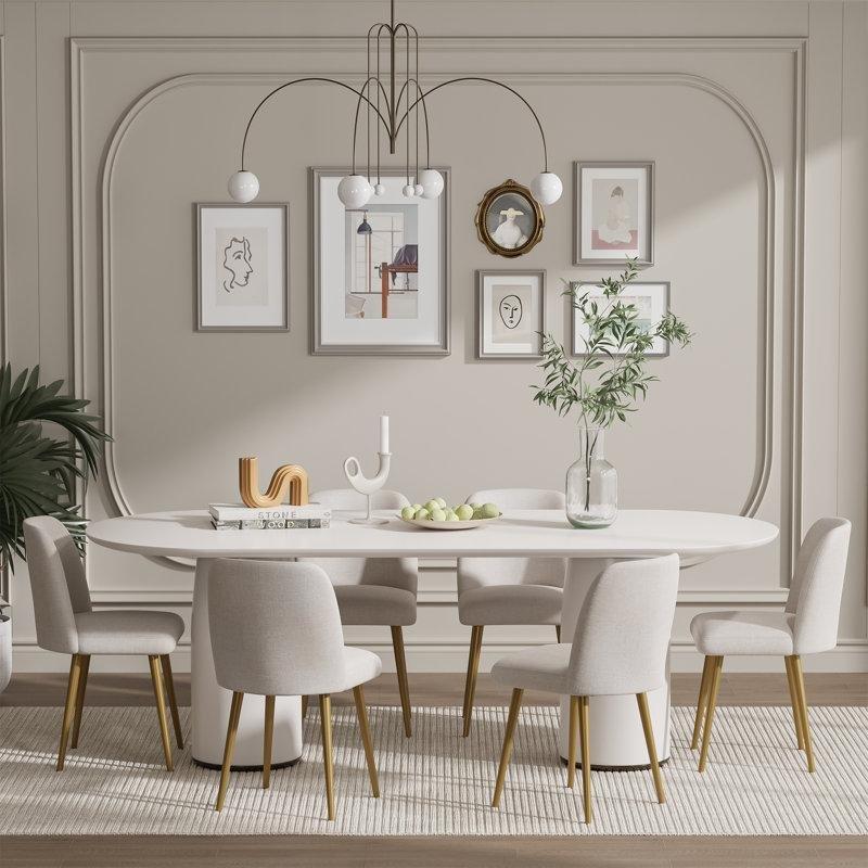 Krem Renkli Metal Ayaklı Yemek Masası Sandalyesi 87x58x48 cm 2li Set - 87361