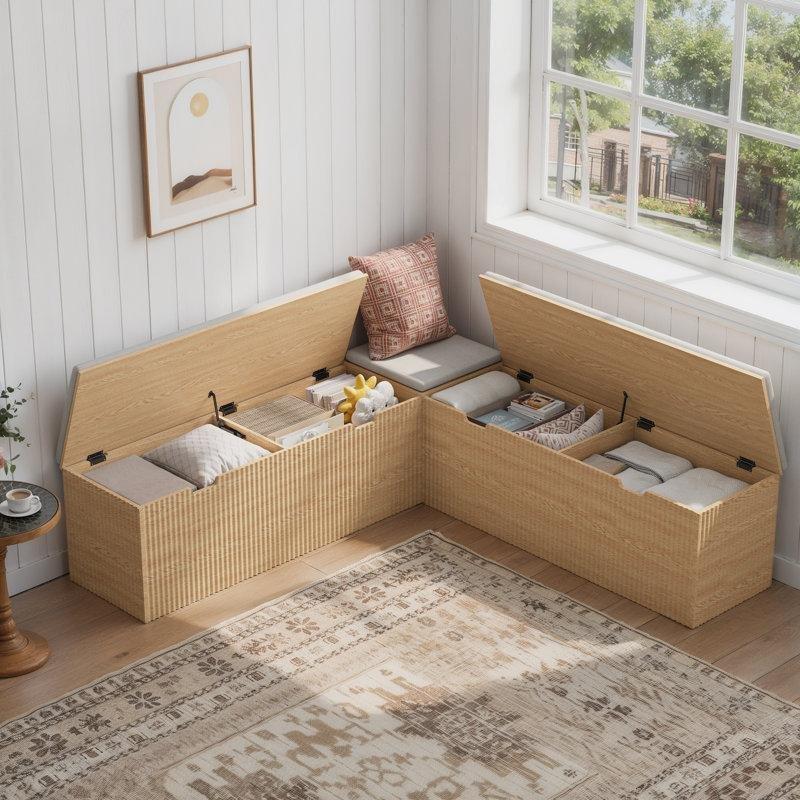 L Şekilli Saklama Bölmeli Beige Mutfak Masası 160x160 cm - 88714