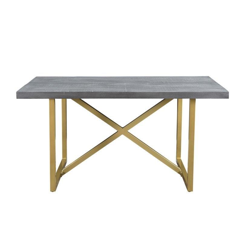 Lagos Gri Masif Mango Ağacı Gold Pastel Çift Ayaklı Kütük Yemek Masası 150x89 cm - 87856