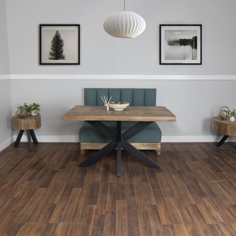 Mangoluk Ahşap Kare Yemek Masası 122x122 cm Siyah Metal Ayaklı - 87589