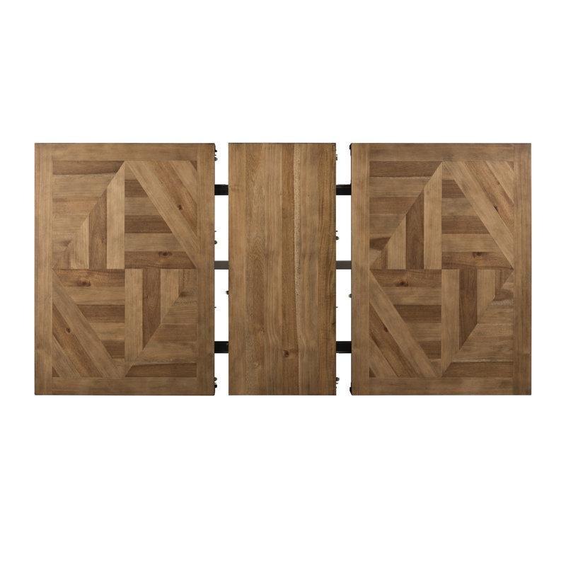 Masif Ahşap Açılır Yemek Masası Antik Beyaz ve Doğal Renk 42x198 cm - 83467