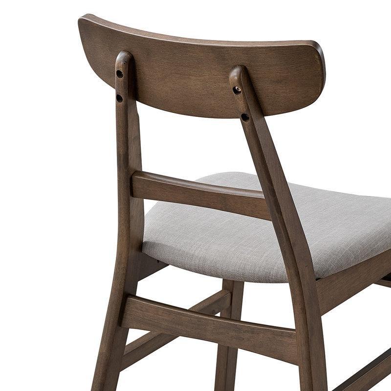 Masif Ahşap Kahverengi 4 Parçalı Yemek Masası Seti Gri Kumaş Sandalye ve Bench ile - 85000