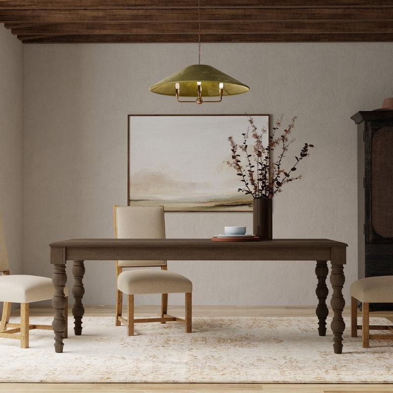 Masif Ahşap Kahverengi Eskitme Yemek Masası 183 cm - 86794