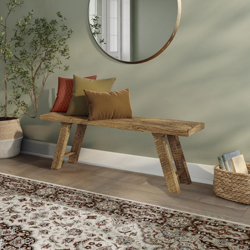 Masif Ahşap Kahverengi Rustik Yemek Masası Bench 122 cm - 88306