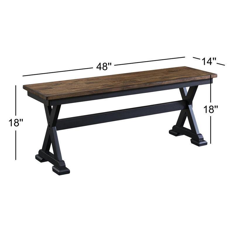 Masif Ahşap Kahverengi Yemek Masası Bench 48x43x35 cm - 88249